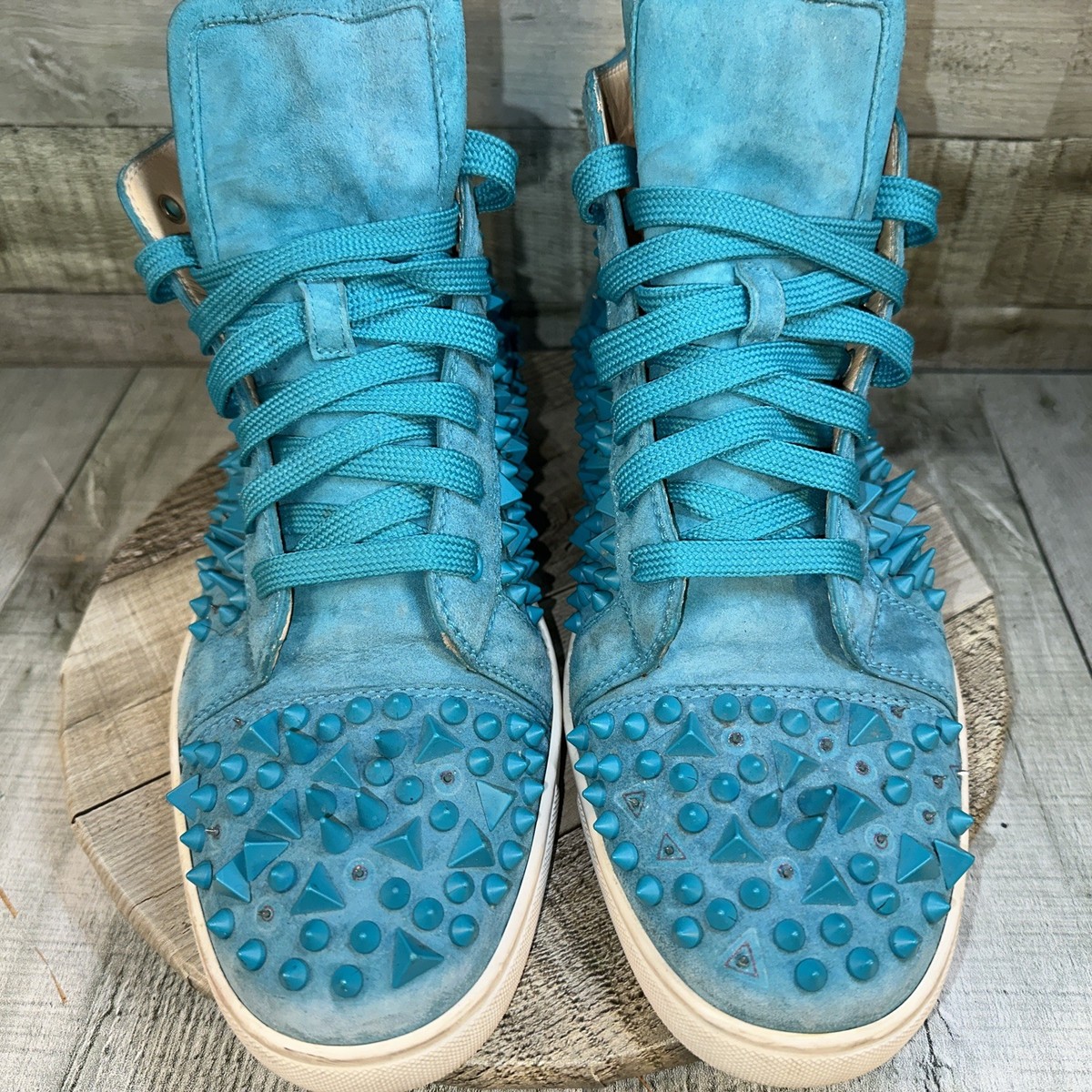 Men's Teal Spike Christian Louboutin Louis Pik Pik Mens Sneaker