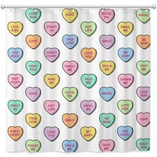Valentine Shower Curtain Conversation Heart Polyester Fabric 12 Hook 72x72 In