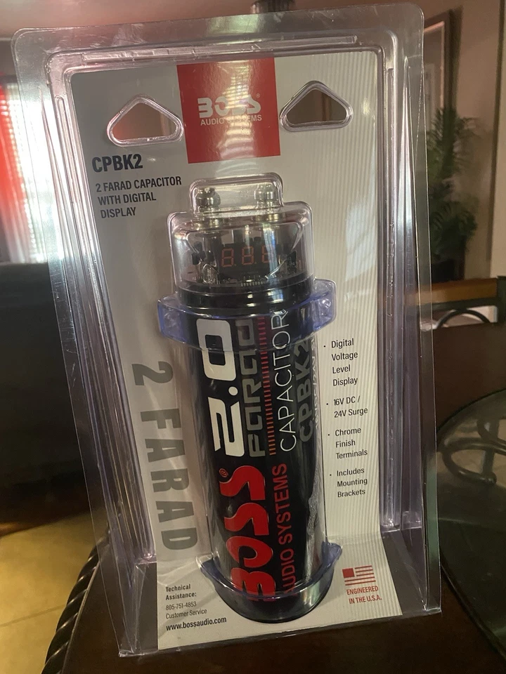 Boss CPBK2 2 Faradios 20 Voltios Voltaje Digital Coche Audio Condensador de Alimentación LED Negro Foto 2 de 4