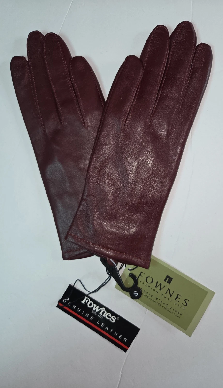 Women's FOWNES Lambswool & Cashmere Lined, Leather Gloves , Burgundy,Small