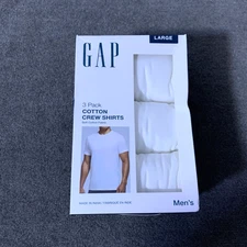 Gap Men's 3-Pk. Cotton Crew Neck Undershirt Classic-Fit White T-Shirt Large L