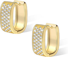 925 Sterling Silver Earrings for Women Small Chunky Silver Earrings Cubic Zircon