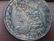 1829 Silver Capped Bust Half Dime 5 Cent 5C, AU/Almost UNC Details