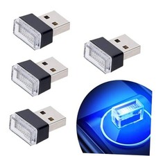 4Pcs Blue USB Car Interior Atmosphere Lamps, Universal Mini Led USB blue