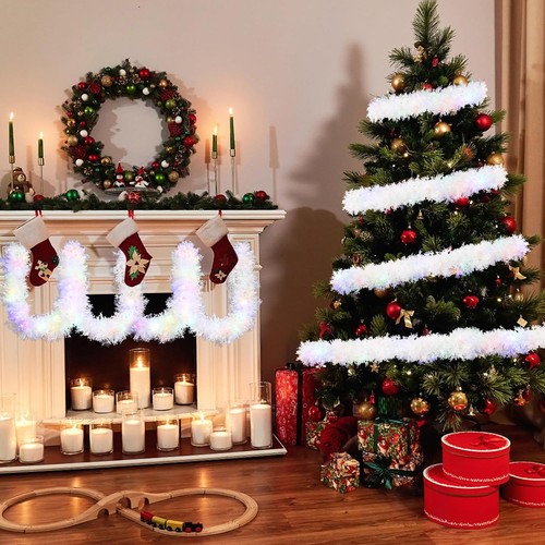 33 Feet Christmas Tinsel Garland with Garlands Glitter Twist Tree Wide & LIGHT - Picture 2 of 10