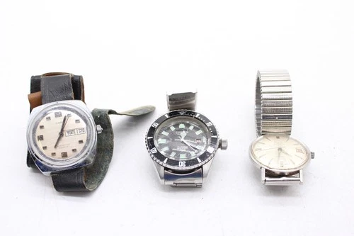 F x3 Vintage Gents Automatic Running Wristwatches Inc Citizen, Timex Etc