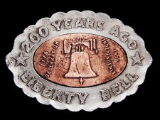 NB01135 NOS VINTAGE 1970s  200 YEARS AGO LIBERTY BELL  BELT BUCKLE
