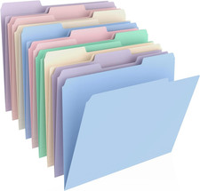 9 Pcs Manilla Folders 8.5 x 11 Inch, 1/3-Cut Tab Colored File Folders Letter Siz