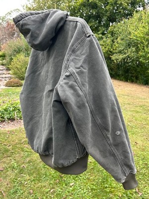 VTG Carhartt Jacket J68 Moss Green Full Zip Hooded Distressed