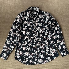 Banana Republic Dillon Classic Fit Floral Blouse Navy Blue Small