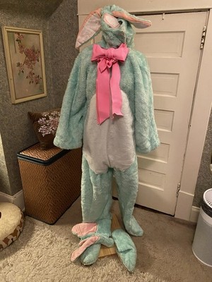 Vintage Easter Bunny Party Costume Handmade Teal Blue/Green & Pink Furry