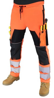 Herren Fleece Hi Viz Arbeitshose Hi Vis Jogginghose mit Warnband