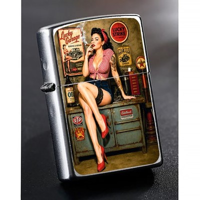ZIPPO Anime Vintage Style Girl with cigar Lighter: fine art design, OLD TIME