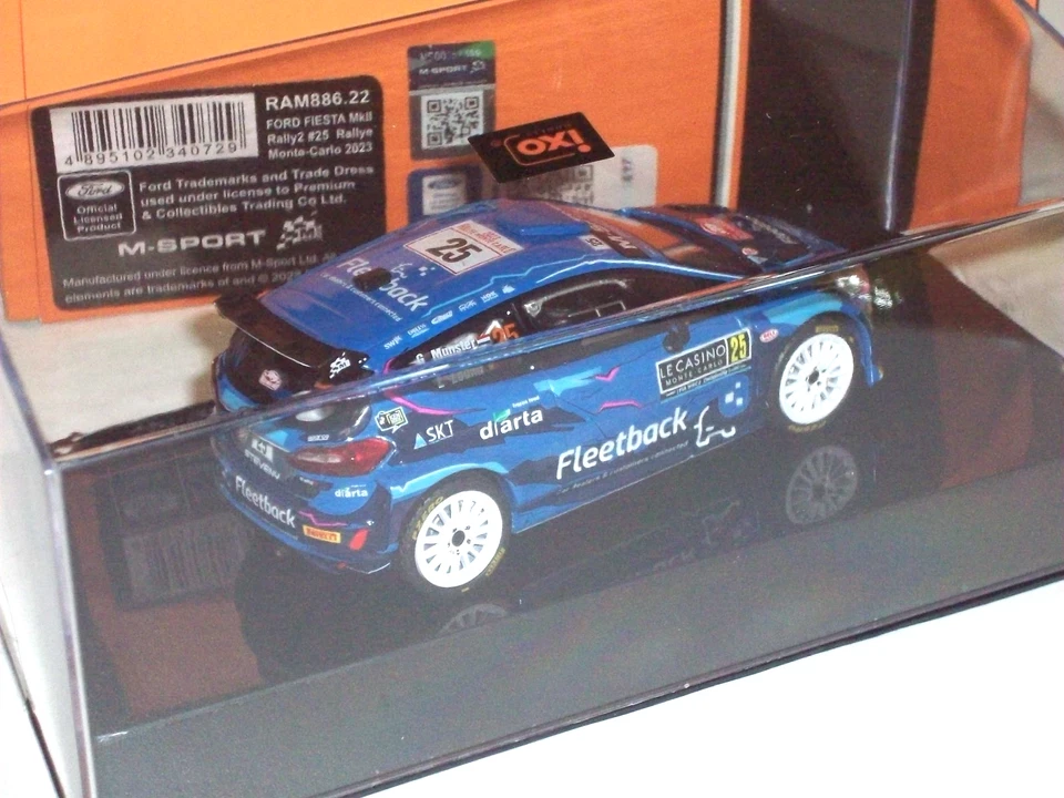 IXO RAM886 1/43 FORD FIESTA MkII Rally2 #25 G.MUNSTER/L.LOUKA Monte Carlo 2023 - Immagine 3 di 4