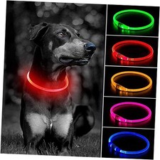 LED Dog Collar Rechargeable - TPU Light Up Pet Collars, Glowing Dog Collar Red