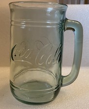 Vintage COCA-COLA Green Glass Stein Mug With Handle 16 oz Coke