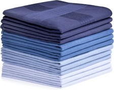 12 Pack Large Cotton Gents Hankies Set Mens Premium Handkerchiefs Pocket Square