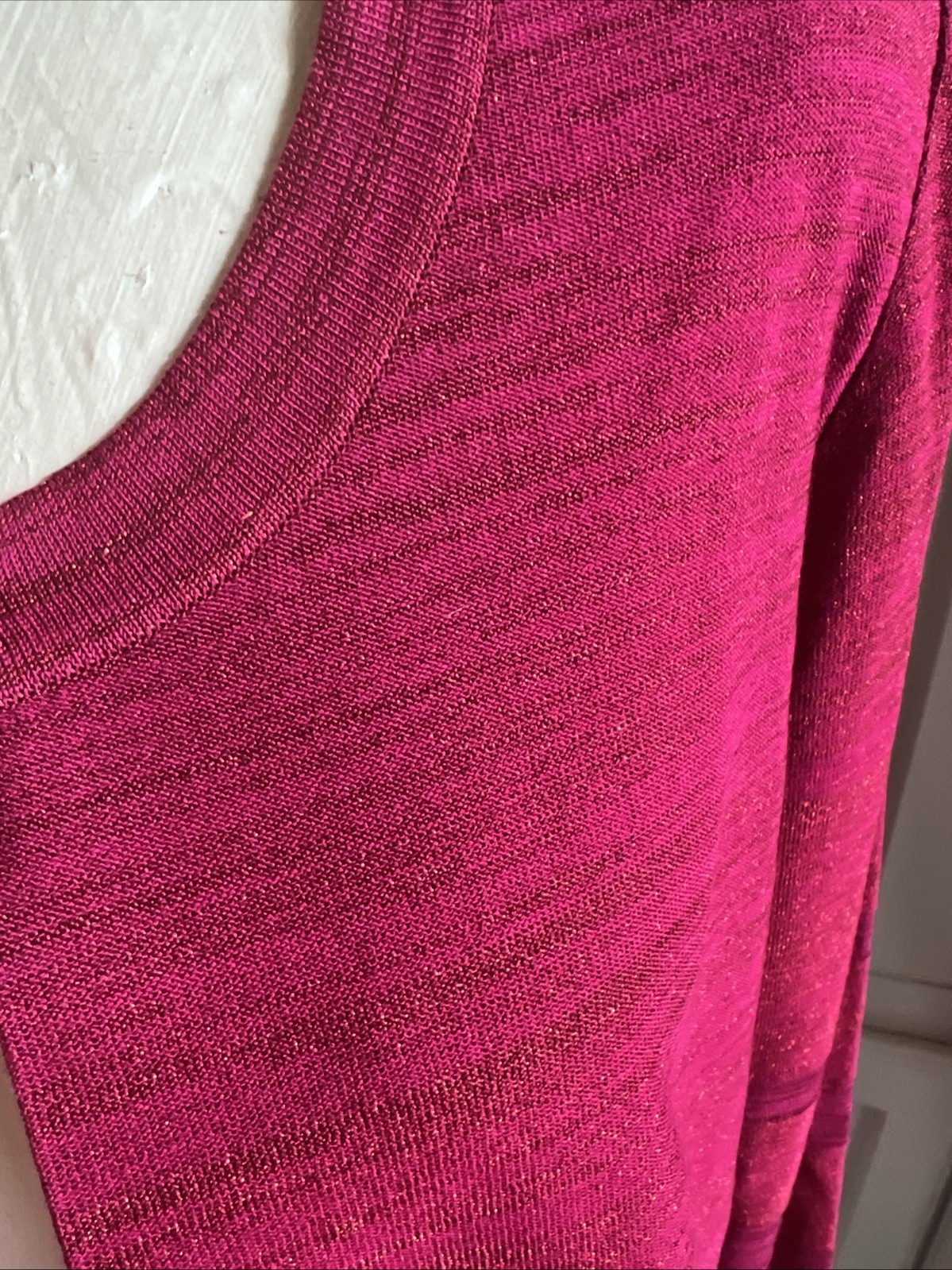 Raspberry Metallic Thread Knit Long Cardigan By M… - image 3