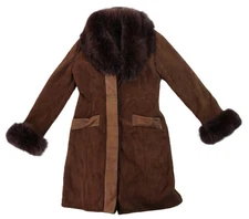 Ayka Deri Collection Women’s 36 M Suede Leather Real Fur Lined Jacket Coat
