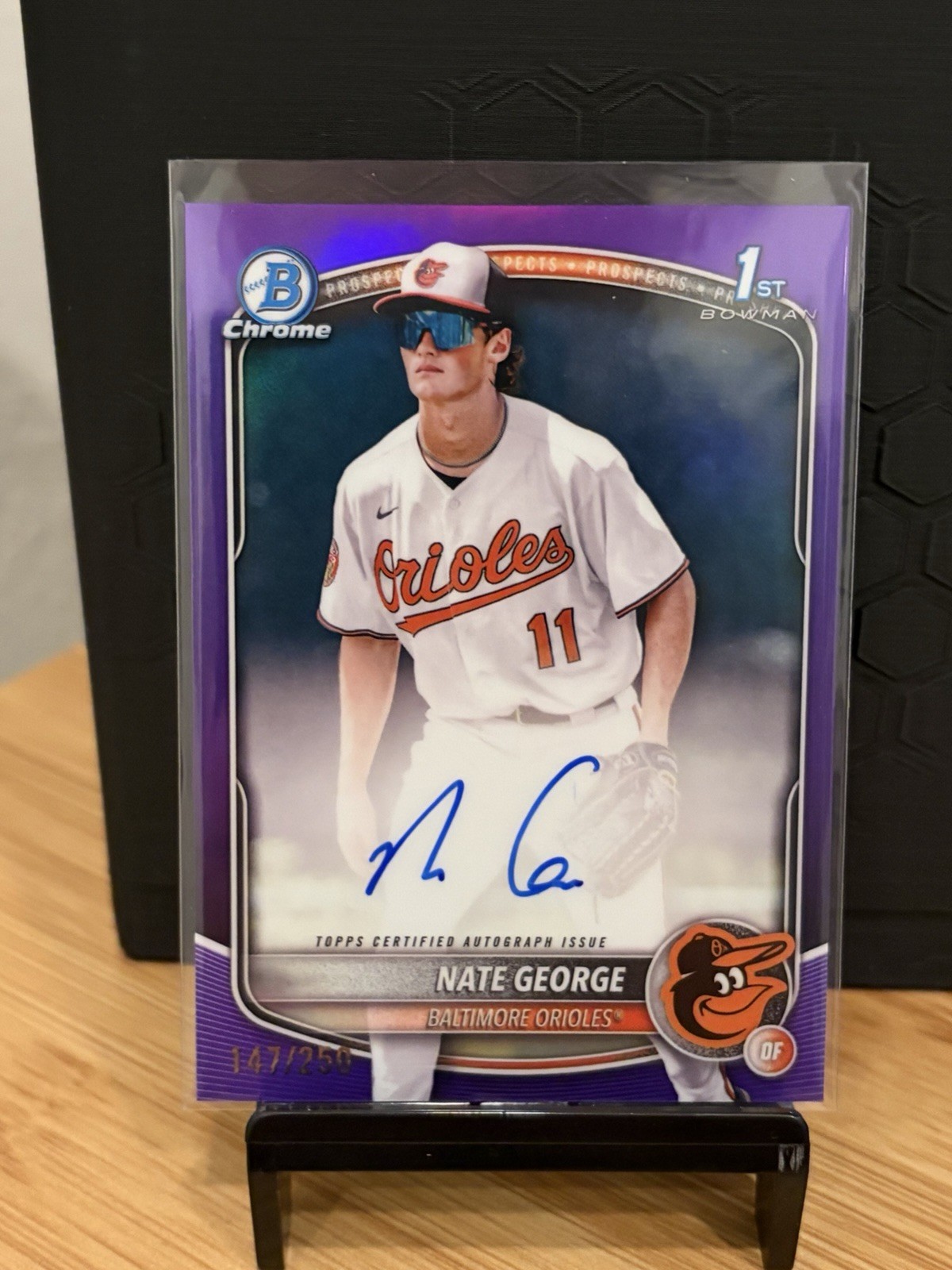 2025 Bowman Chrome Nate George 1st Bowman Purple Refractor Auto /250 RC CPA-NG