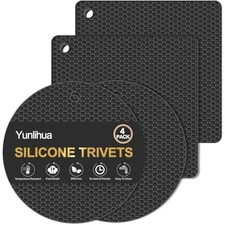 Silicone Trivet Mats, 4 Pack Hot Pads Pot Holders for Kitchen, Heat Re