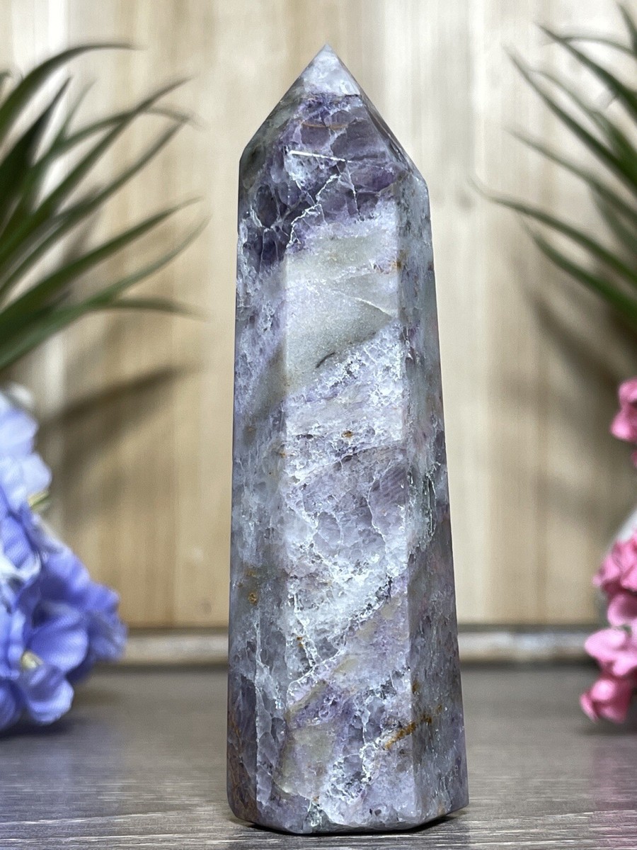 PURPLE OPALIZED SILK FLUORITE TOWER - Mineral Point Chakra Witch
