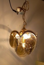 Lampadario vintage attrib Vistosi dischi fumè vintage chandelier disk Lustre