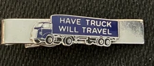Have Truck Will Travel Hook Fast Tie Clip Blue enamel truck