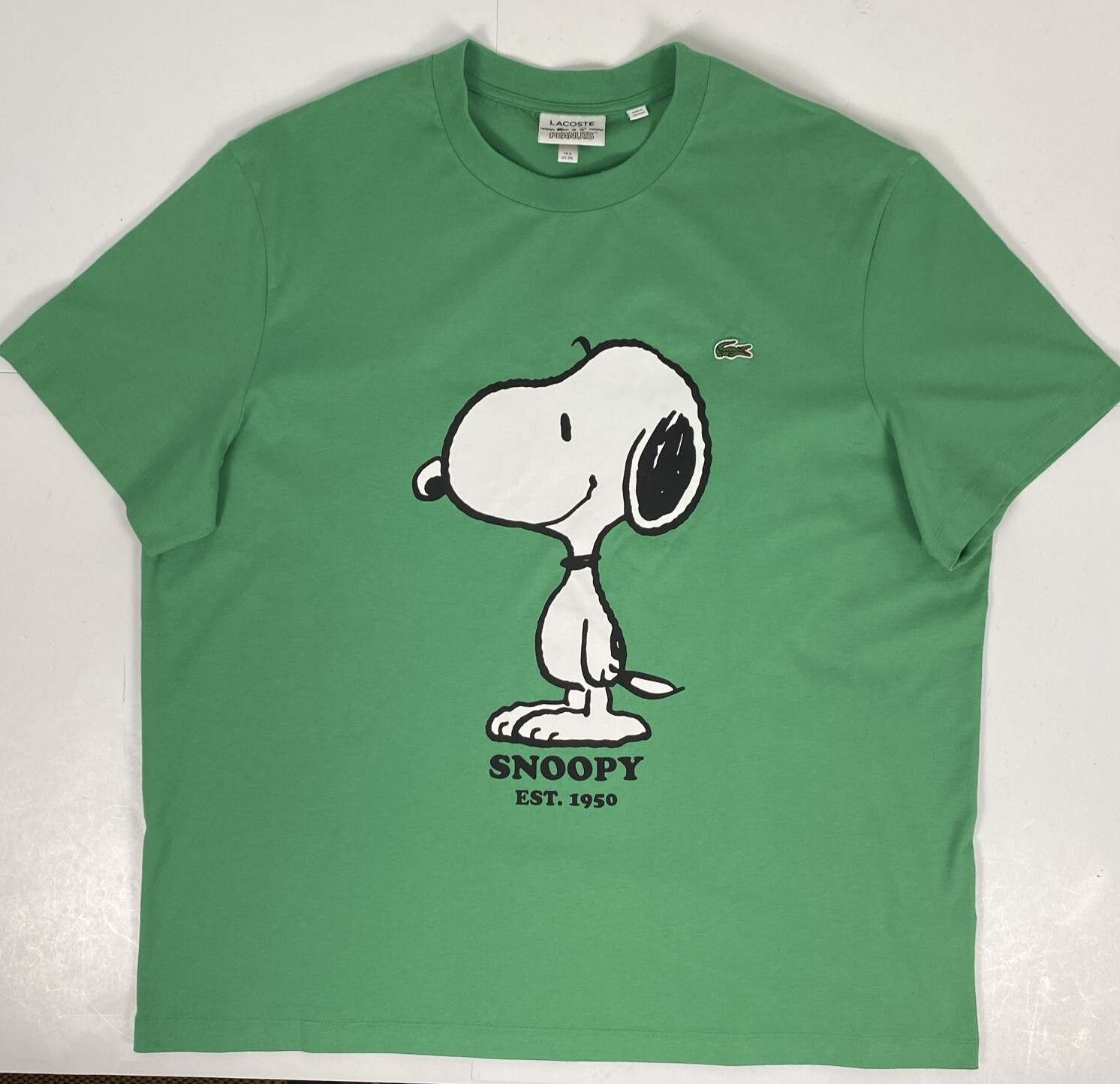 Lacoste X Peanuts Snoopy Print Tee Mens 3XL Crew Neck T Shirt Green