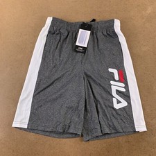 FILA Boys Size Large 14/16 Gray Drawstring Logo Pocketed Athletic Shorts NWT