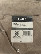 Izod 16 Husky Robusto Boys Bermuda Shorts Knit Waist Khaki Pockets Drawstring