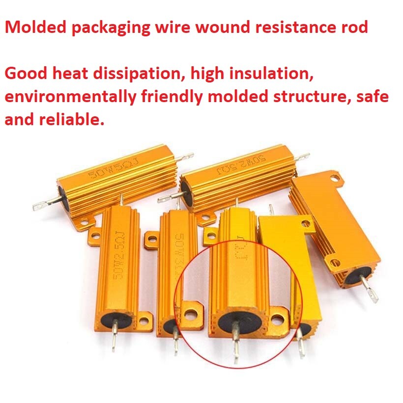 2-Pack 10 Watt 0.1 Ohm Aluminum Shell Resistors - 5% Tolerance, Wirewound For Inverters, LED, Industrial Use