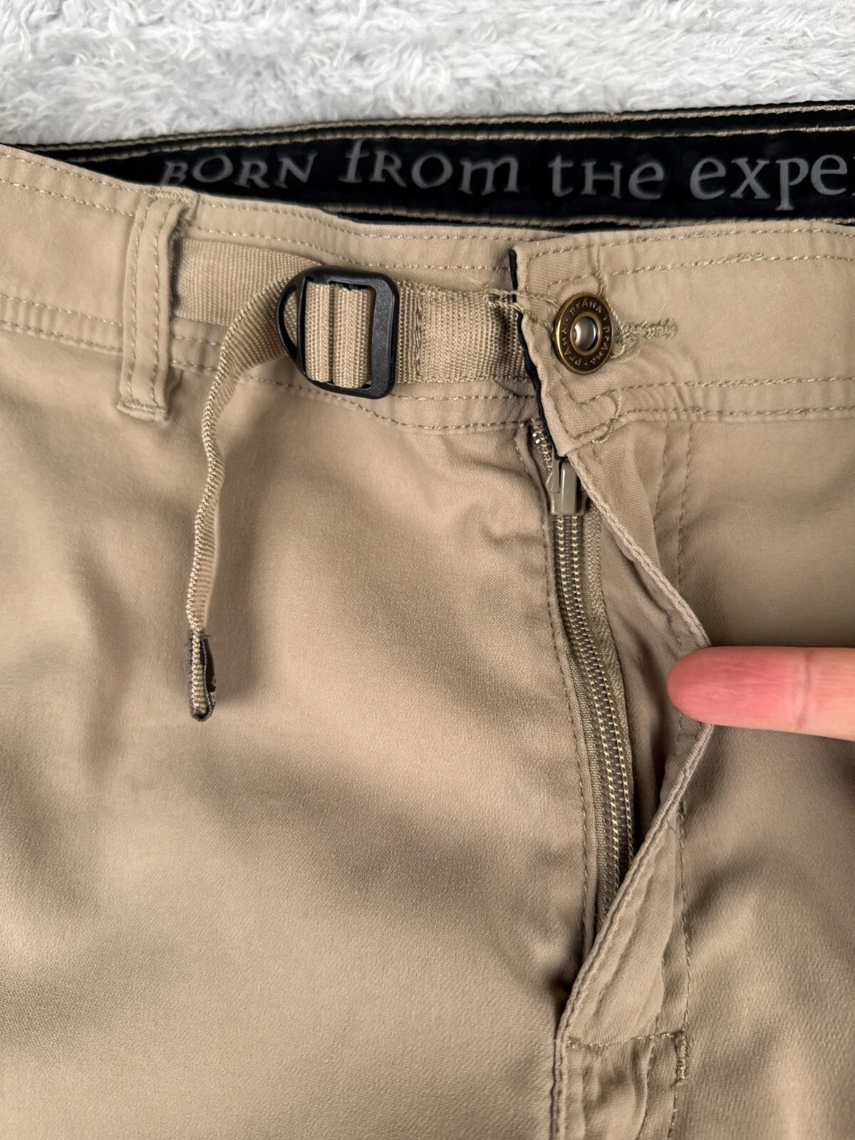 prana cargo pocket nylon blend belted hiking camping pants
