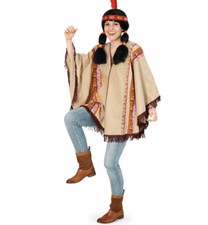 Erwachsenenkostüm Western Poncho in beige Borte Fransen Einheitsgröße 121467013F