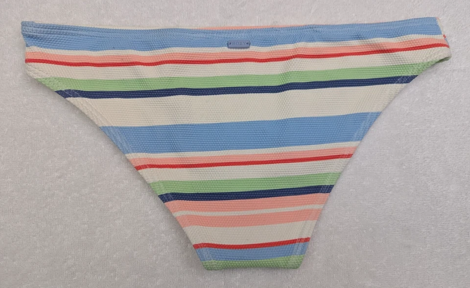 NWOT Roxy sz L Line Up Bikini Bottoms swim multi color stripes textured 1907 - Image 2 of 3
