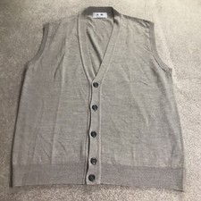 Vintage A.R. Mens Merino Wool Blend Sweater Vest L, Beige, Casual Grandpa Italy