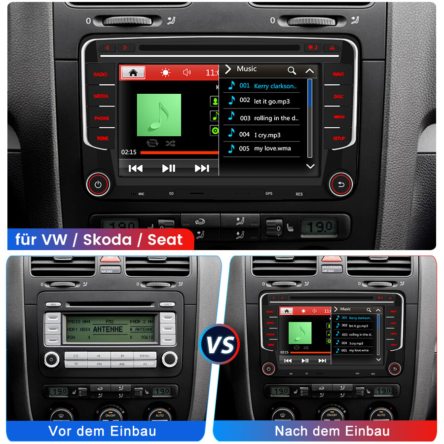 VW Autoradio RCD/RNS 510 Caddy Golf GTI T5 T6 Passat Polo 6R 2 DIN 