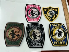 Salem Massachusetts Police  Witch 5 Patches  collectable and new full size