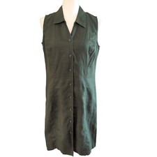 Apostrophe Green Linen Sleeveless Shirt Dress Size 10