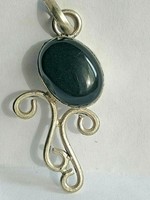 BEAUTIFUL ANCIENT SILVER AMULET WITH RARE INSERTING STONE 