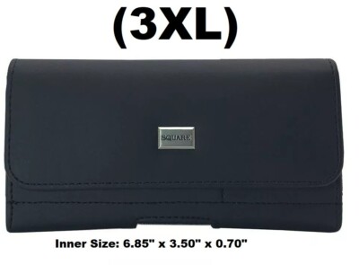 3XL RUGGED LEATHER CELL PHONE HOLDER POUCH HOLSTER CLIP BELT LOOP W/CARD SLOT