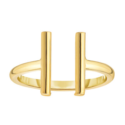 Offener Ring 14 Karat Gelbgold mit parallelen T-Bar-Enden, Größe 7