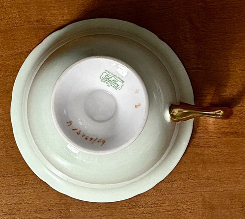 Shelley Summer Fruit Gainsborough Shape Bone China Cup & Saucer Vintage Green - Picture 7 of 8