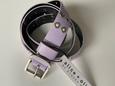 Alice + Olivia Eve Double Wrap Lavender Leather Grommet Belt 