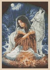 Native American Girl and Wolf Counted Cross Stitch Chart No.3-347 