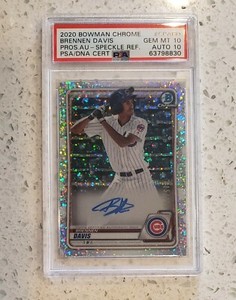 2020 Bowman Chrome Prospect Auto Speckle Refractor #/299 Brennen Davis PSA10 GEM