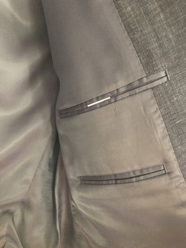 $395~ Calvin Klein Blazer Sport Coat Jacket Grey HERRINGBONE Linen and Wool 40S. - Picture 5 of 11