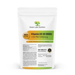 Vitamine D3 20000IU + K2 MK7 200mcg Comprimés – Soutien immunitaire, renforcement de la force osseuse