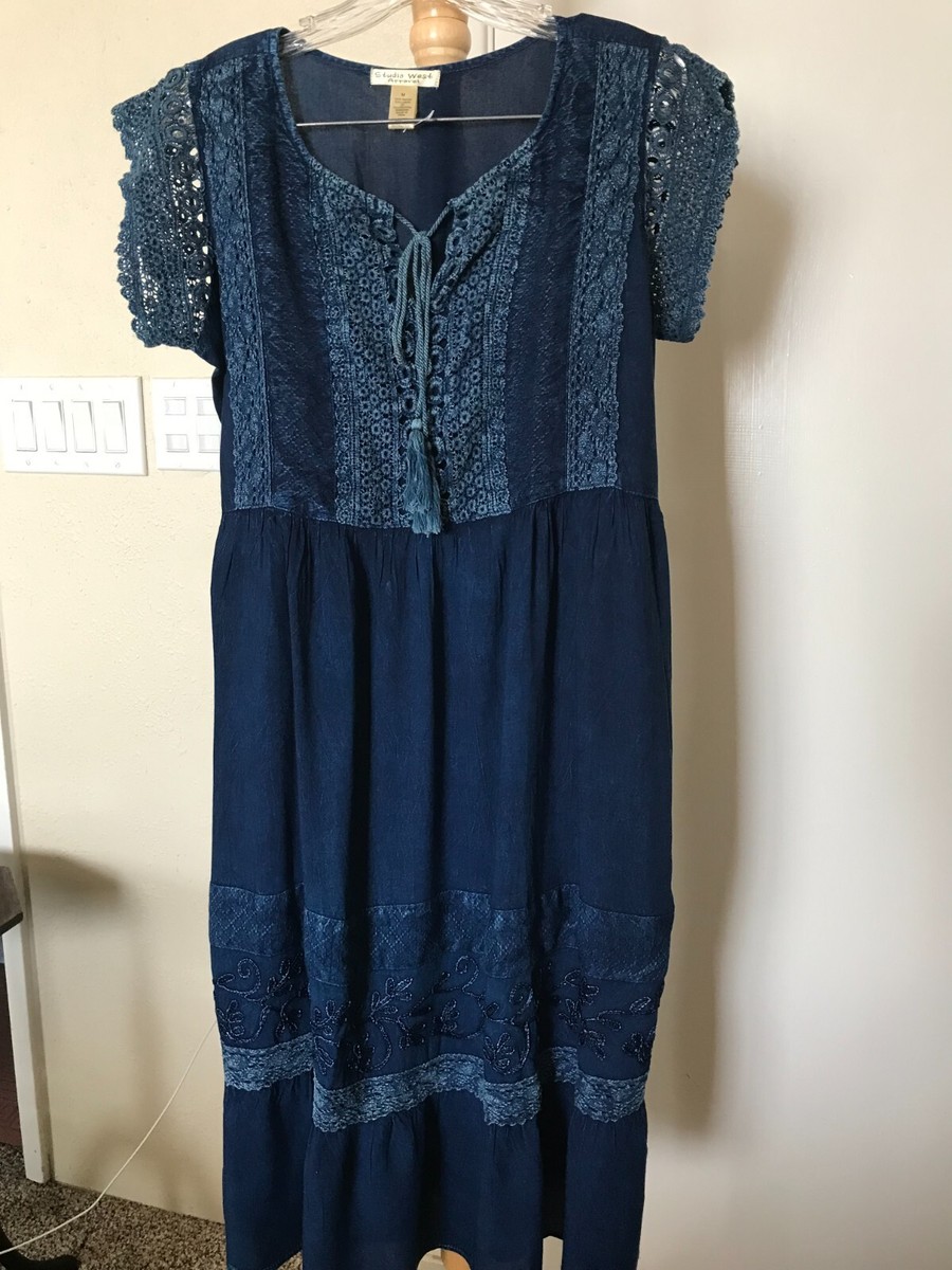 Studio West Apparel Blue M Short Sleeves Summer/Spring Dress | eBay Studio West Apparel Blue M Short Sleeves Summer/Spring Dress | eBay