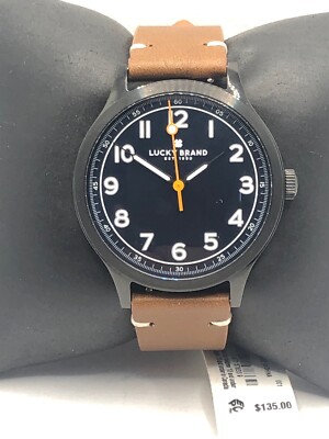Lucky Brand Tan Leather Watch with Black Dial and Sub Dial Indio Subeye Black Leather Watch | Lucky Brand main image 3